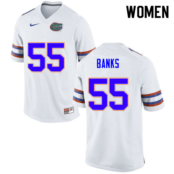 Women #55 Noah Banks Florida Gators College Football Jerseys Sale-White
